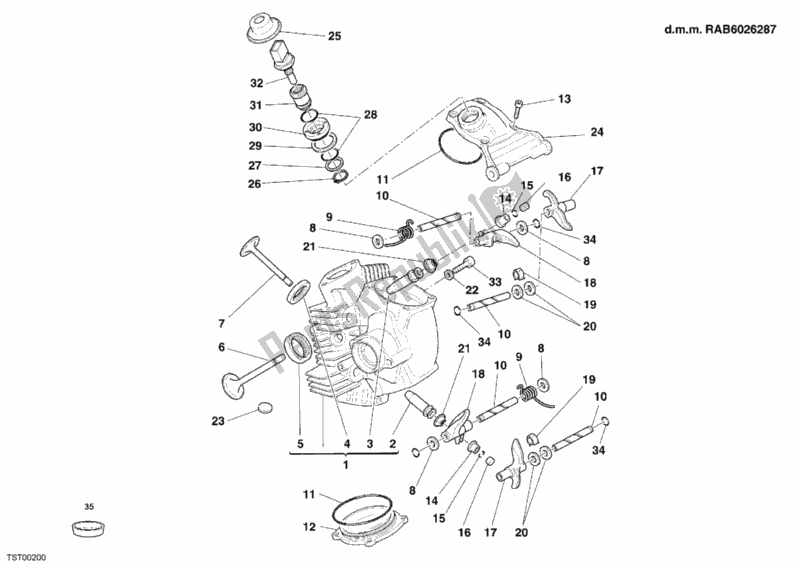 Todas las partes para Culata Horizontal de Ducati Monster S2R 1000 USA 2006